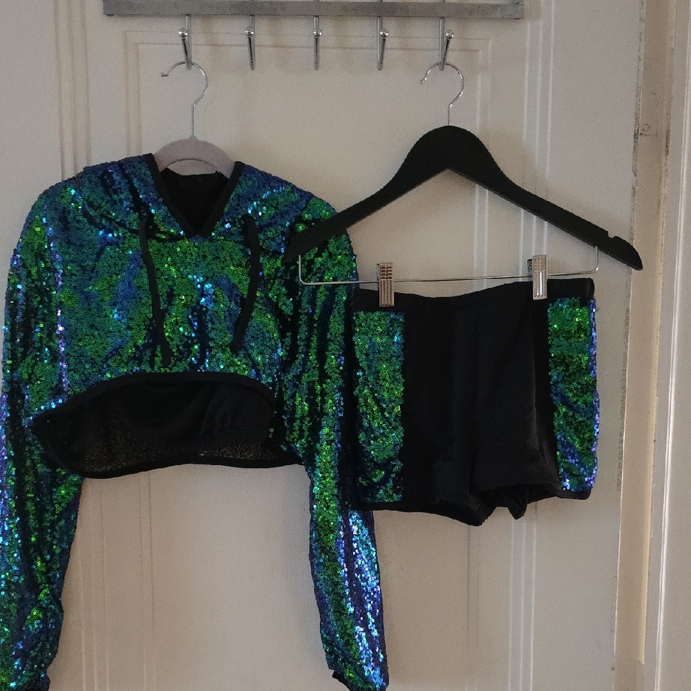 Revolution Green and Blue Sequin Dance Costume